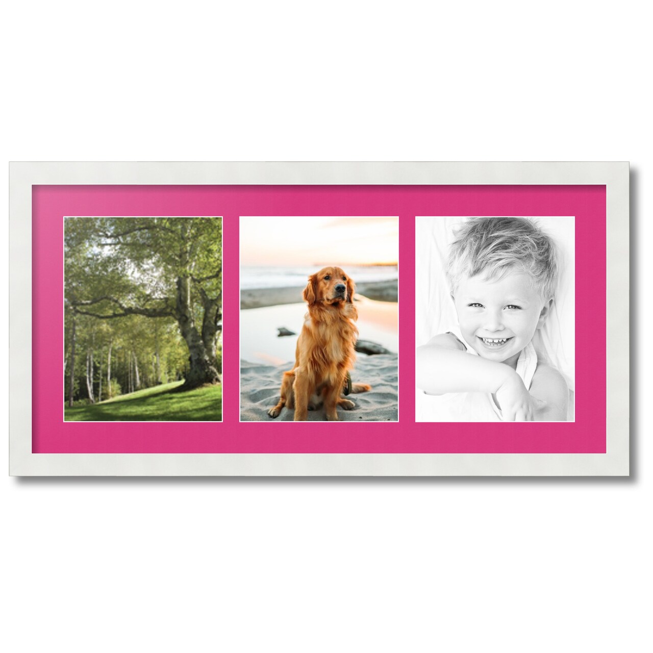 ArtToFrames Collage Photo Picture Frame with 3 - 8.5x11 inch Openings, Framed in White with Over 62 Mat Color Options and Plexi Glass (CSM-3966-28)